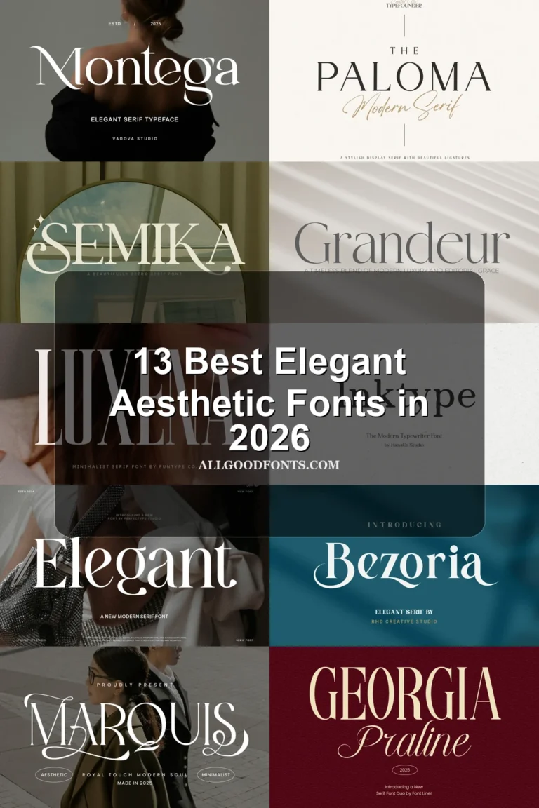 13 Best Elegant Aesthetic Fonts in 2026 article preview collage featuring 10 font examples.