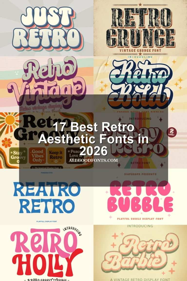 17 Best Retro Aesthetic Fonts in 2026 article preview collage featuring 10 font examples.