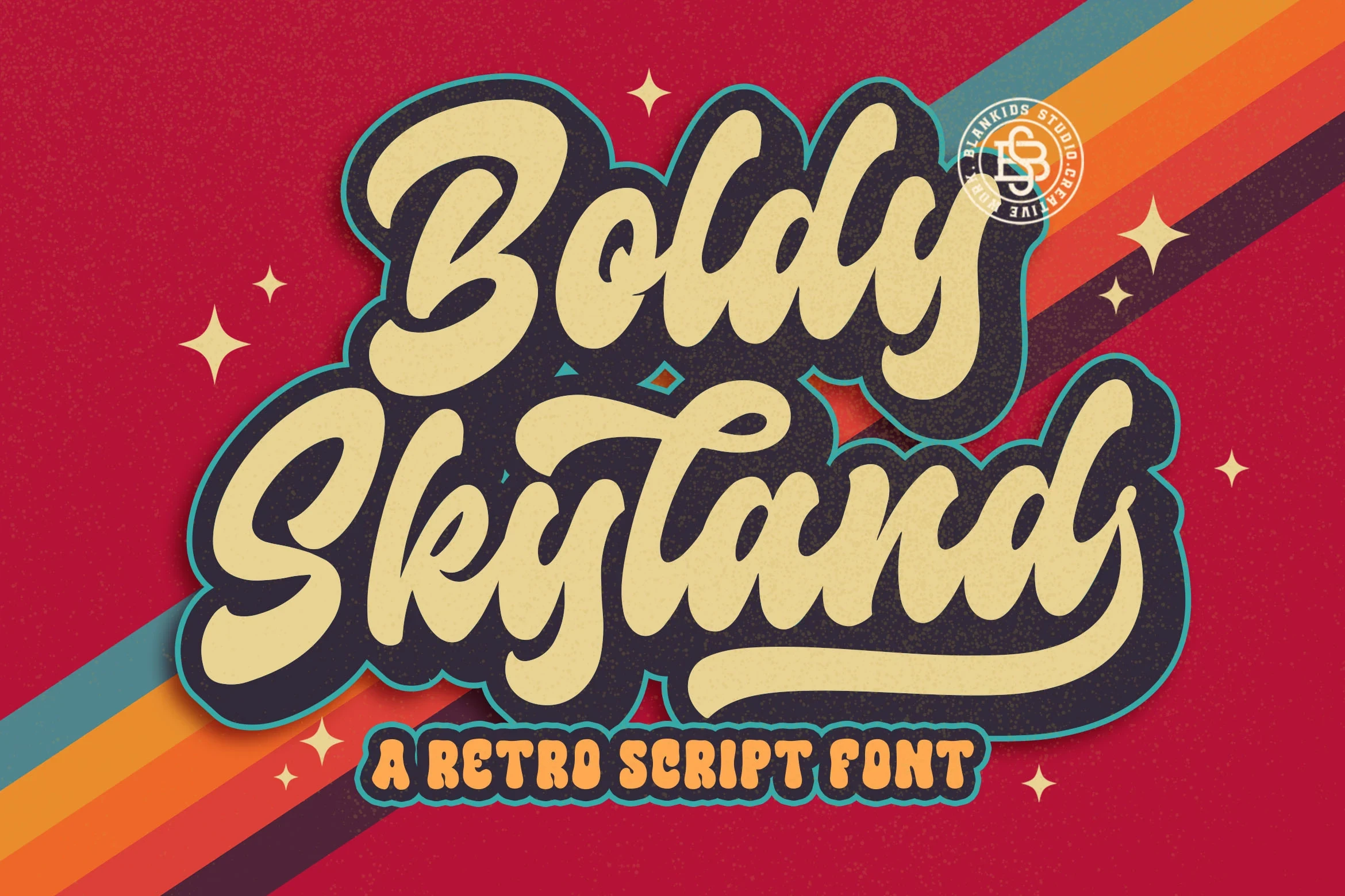 Boldy Skyline Font featuring heavy, bold stroke weight and connected, flowing cursive script