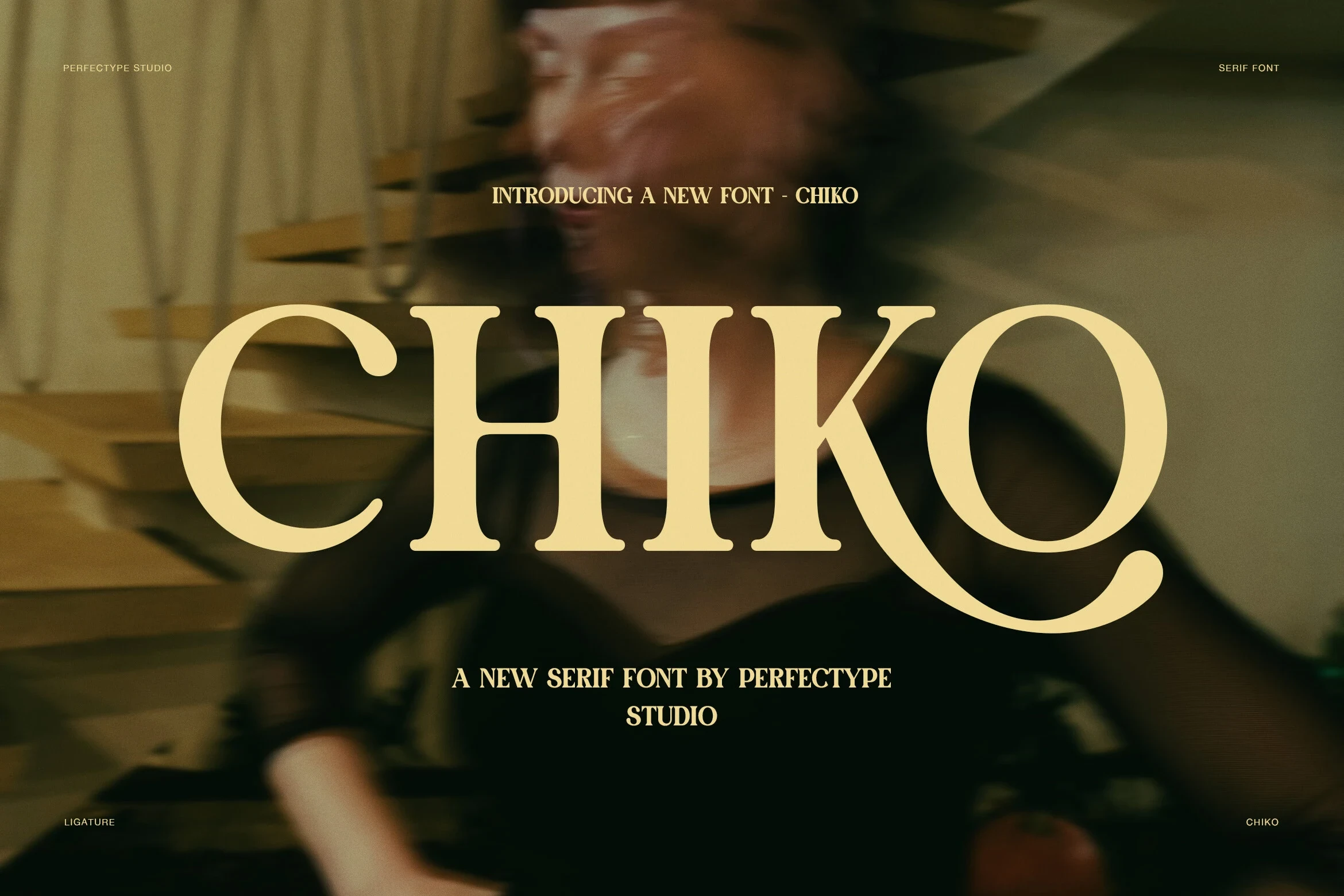 Chiko Font featuring high stroke contrast and exaggerated extended swash on the letter Q