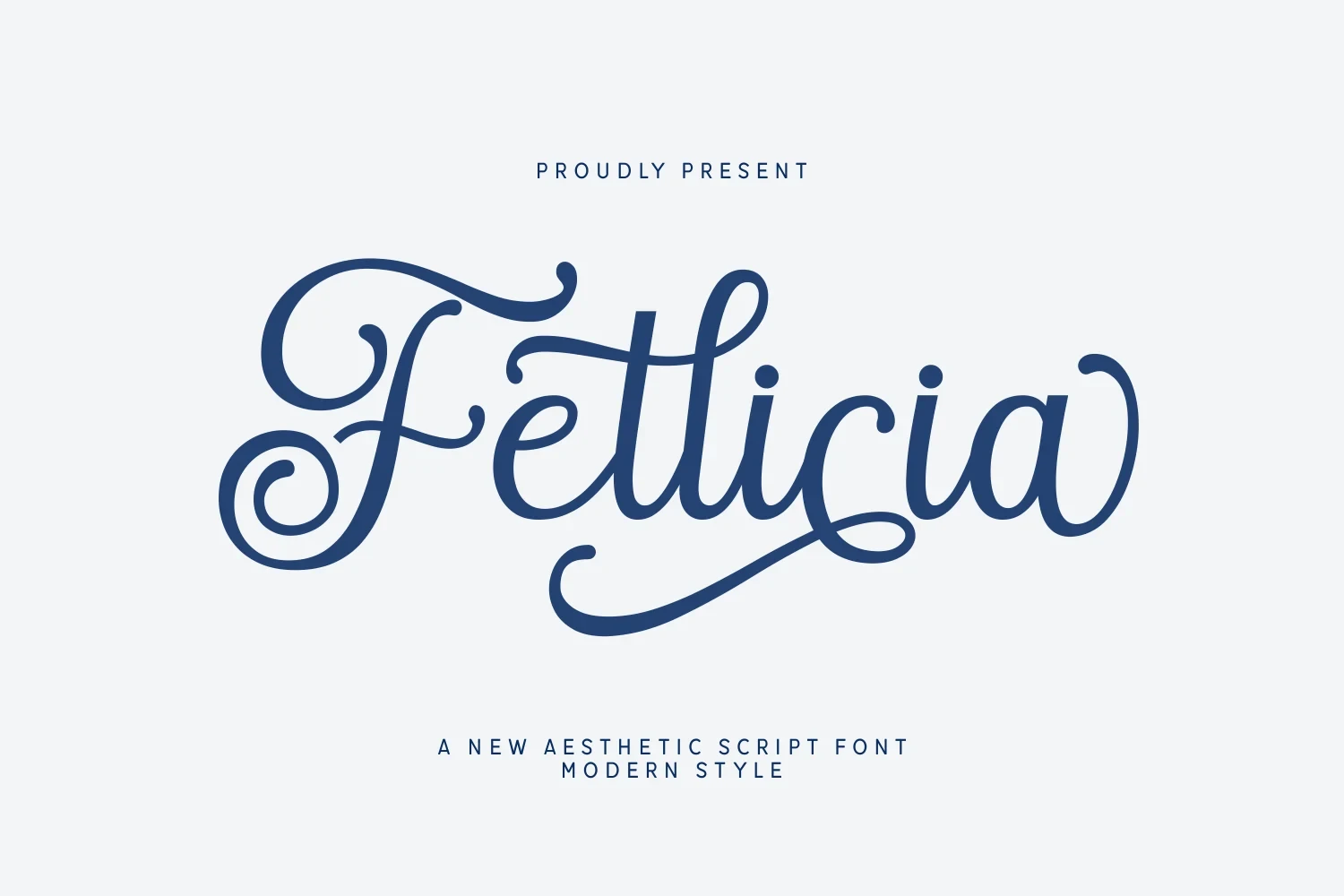 Fetlicia Font featuring connected cursive script and high stroke contrast between thick and thin lines