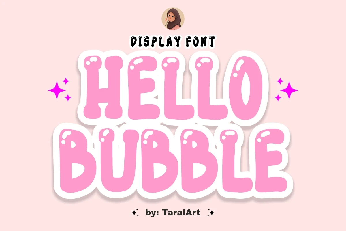 Hello Bubble Font featuring rounded, bulbous letter shapes and heavy, thick stroke weight