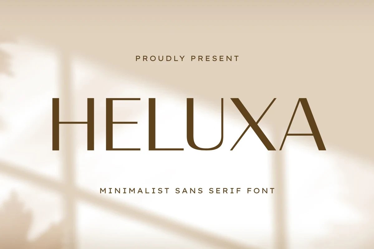 HELUXA font displayed in a modern, minimalist sans serif style against a neutral, softly lit background.