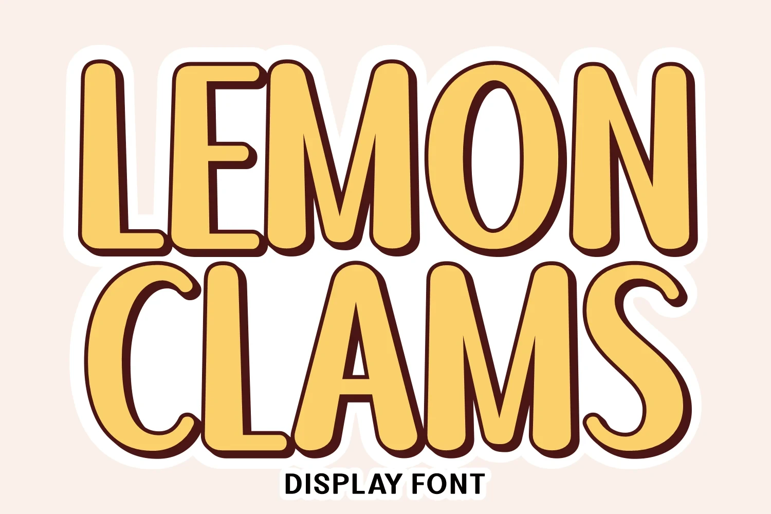 Lemon Clams Font featuring rounded terminals and bold, uniform stroke weight