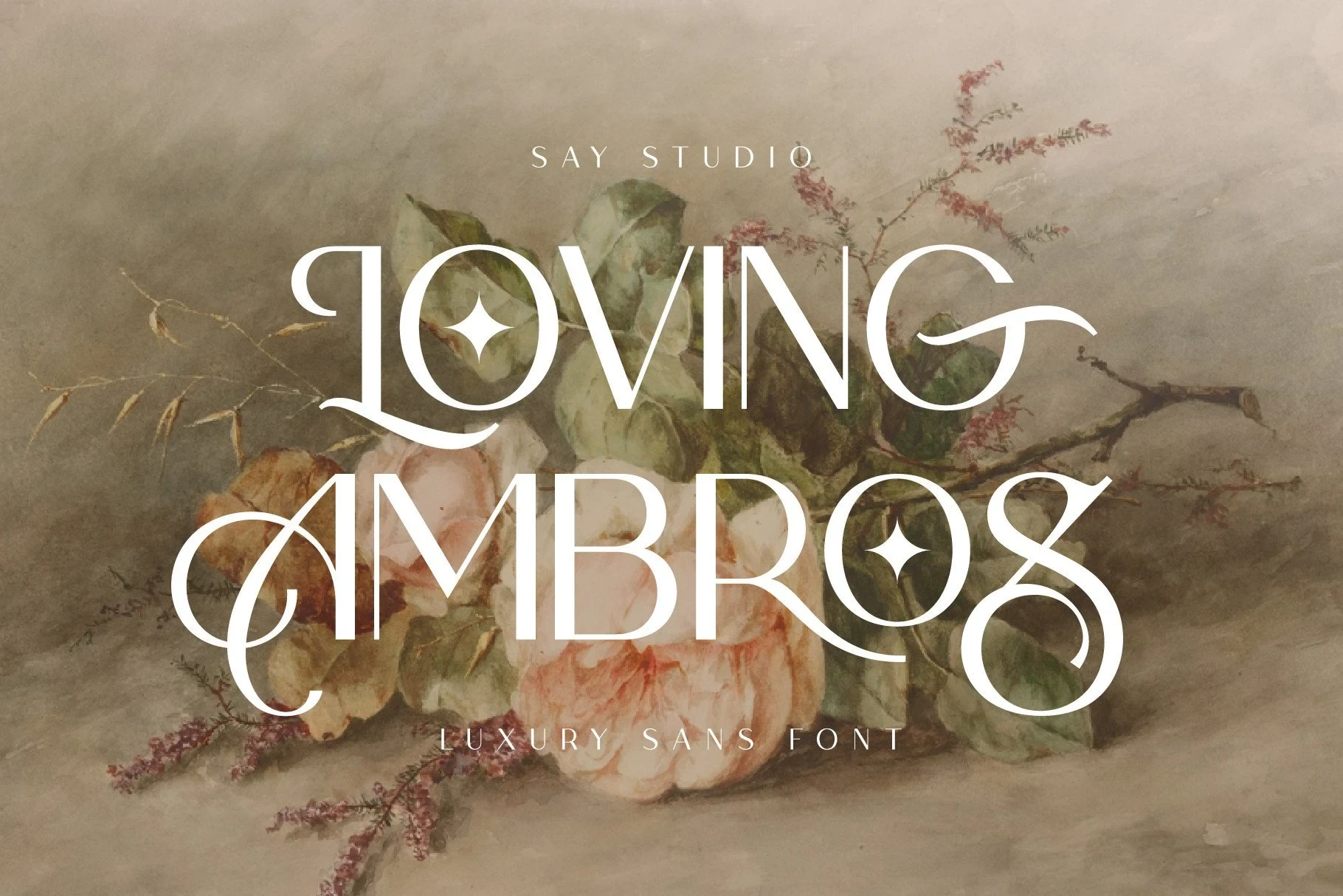 Loving Ambros Font featuring High stroke contrast between thick and thin lines and Elongated, sweeping swashes on certain characters
