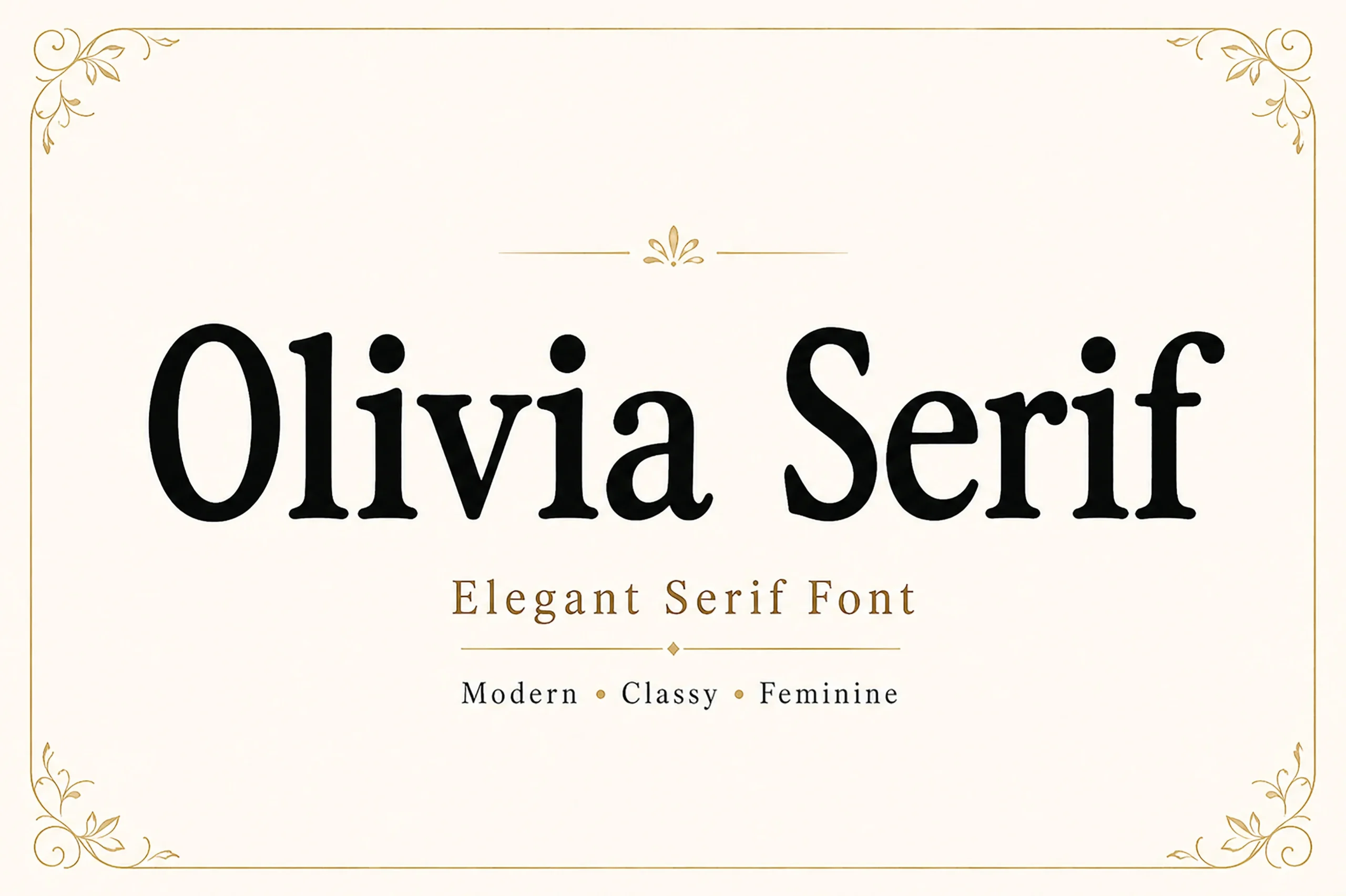 Olivia Serif Font featuring high stroke contrast between thick and thin lines and bracketed serifs