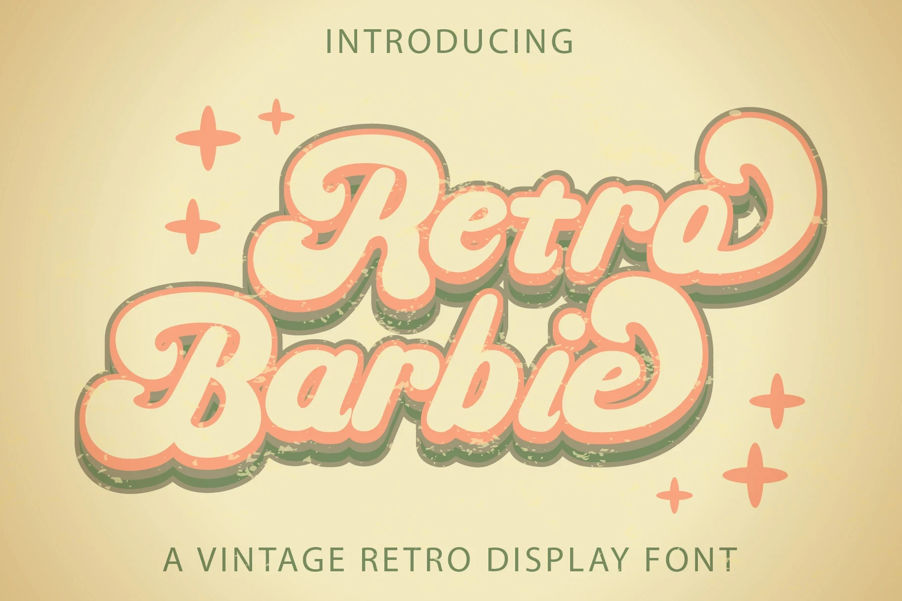 Retro Barbie Font featuring heavy-weight bold strokes and connected cursive letterforms
