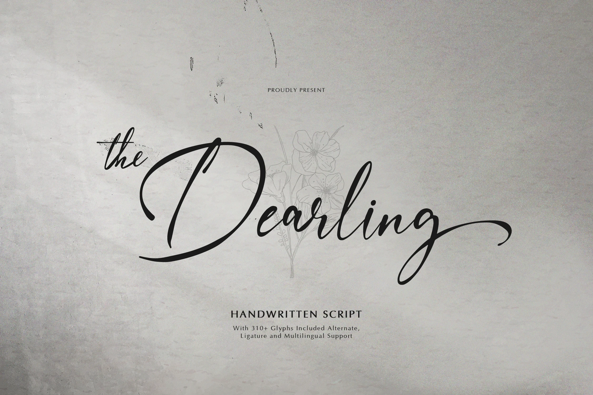 The Dearling Font featuring High stroke contrast and Connected, cursive letterforms