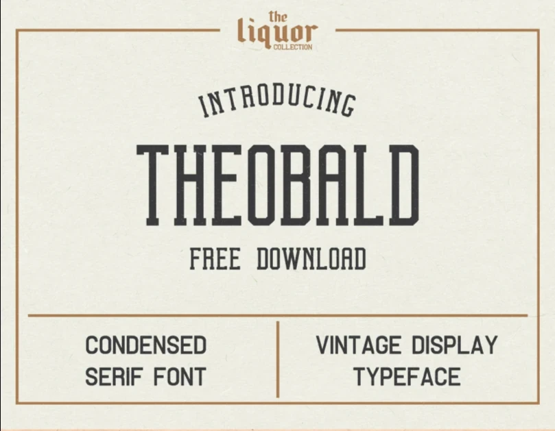 Theobald Font featuring condensed width and slab-style block serifs
