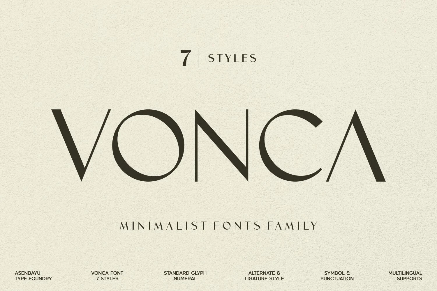 Vonca font display showing the typeface name in a large, high-contrast serif style with clean, modern lines.