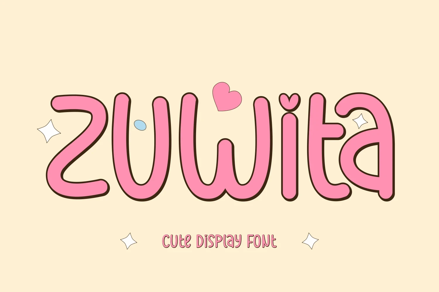 Zuwita Font featuring monolinear stroke weight and rounded terminals
